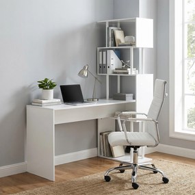 Vinsetto Scaun de birou ergonomic din piele ecologică, cu rotire și balans, 54x62x104-114 cm, alb | Aosom Romania
