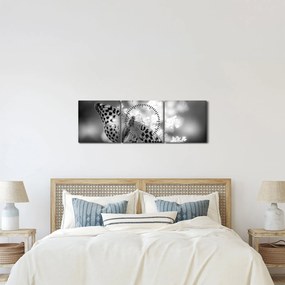 Tablou - Detailu cu fluture care polenizează floare (cu ceas) (90x30 cm)