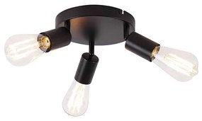Lampă modernă de tavan neagră rotundă cu 3 lumini - Facil