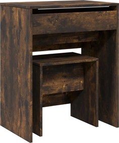 vidaXL Masă de toaletă și taburet, stejar fumuriu, 60x40x113,5 cm