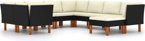 vidaXL Set mobilier de grădină cu perne, 9 piese, negru, poliratan