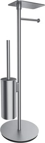 Suport hartie freestanding Omnires Modern Project cu spatiu pentru perie si raft finisaj nichel periat