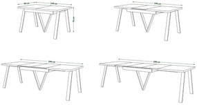 Mazzoni AVERY Stejar Craft Auriu/picioare negre - MASĂ DE LOFT/INDUSTRIALĂ PENTRU SALON/SUFRAGERIE EXTENSIBILĂ - 2 MĂRIMI!
