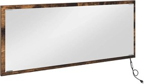 vidaXL Oglindă Pe perete Stejar fumuriu 90 x 8,5 x 37 cm Lemn compozit