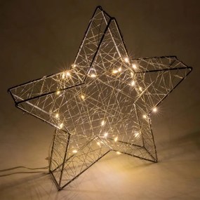Steaua metalică de Crăciun cu efect 3D - gri, 25 LED-uri