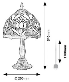 Lampă de masă Tiffany din vitralii LORAS 1xE14/40W/230V - Brilagi