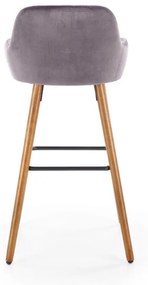 Scaun bar catifea H-93 gri inchis - H 98 cm