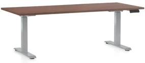 Masa inaltime reglabila OfficeTech D, 180 x 80 cm, bază gri, nuca