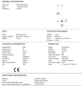 Pendul LED modern design decorativ Scarlet 1L amber