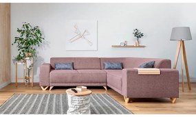 Colțar roz extensibil/cu spațiu de depozitare (cu colț pe partea dreaptă/în formă de ”L”) Classy Sophie – Miuform