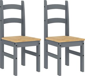vidaXL Scaune de bucătărie, 2 buc., gri, 40x46x99cm, lemn masiv de pin