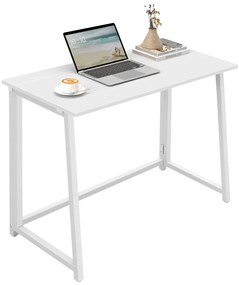 Set pentru birou – birou pliabil ZARIMO 80×40 cm, alb + scaun de birou AVOLA VELVET roz
