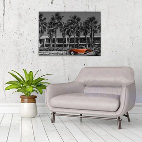 Tablou - Mașină roșie, retro (70x50 cm)