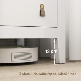 HOMCOM Comodă cu 4 Sertare și Mânere din Piele Ecologică Albă | Aosom Romania