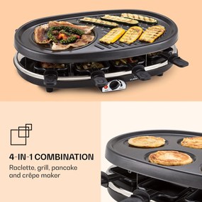 Klarstein All-U-Can Grill Raclette, grătar Raclette cu accesorii 4 în 1 pentru 8 persoane