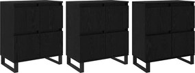 vidaXL Bufet 3 pcs Stejar Negru 60 x 35 x 70 cm