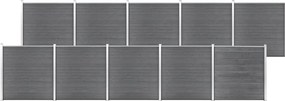 vidaXL Gard de grădină, gri, 1737 x 186 cm, WPC