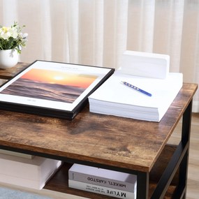 HOMCOM Masa pentru desen rabatabila pe 15 niveluri de la 0-70°, birou pentru camera si birou in stil industrial, 120x60x75cm, maro | Aosom Romania