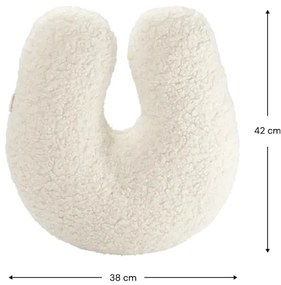 Pernă decorativă pentru copii crem cu tapițerie din țesătură bouclé U – Wigiwama