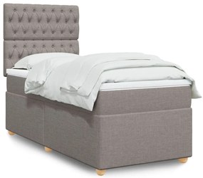 vidaXL Pat box spring cu saltea, gri taupe, 90x200 cm, textil