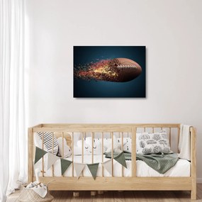 Tablou pe sticlă - Minge de ruggby în acțiune (70x50 cm)