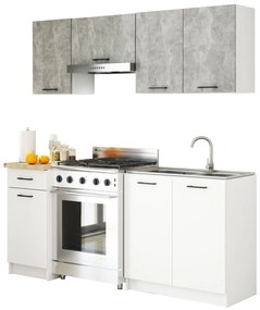 Zondo Set de bucătărie 180 cm Ozara (beton + Alb). 1071277