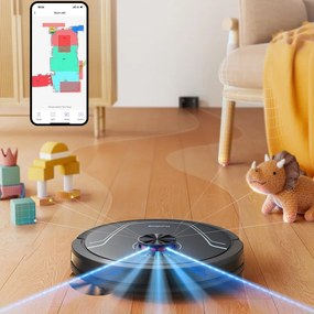 Aspirator robot Honiture V8 Pro CRV549, 5000 Pa, 290 ml, 180 min, Curatare uscata/umeda, 3 viteze, Moduri automate, Zone, Comanda vocala, Honysmart, Negru