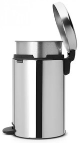 Cos de gunoi cu pedala Brabantia NewIcon 649033, 12 L, Inchidere lina, Baza antiderapanta, Cos interior metalic, Inox