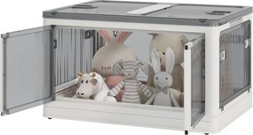 HOMCOM Cutie de depozitare pliabilă și empilabilă 99L din plastic cu capac și 4 roți, acces la 5 laturi, alb | Aosom Romania