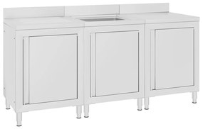 Dulap comercial pentru chiuveta 180x60x96 cm, otel inoxidabil 1, 180 x 60 x 96 cm (chiuveta + masa de lucru + scurgator)