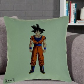 Perna Personalizata Dragon Ball Goku Complet in Gi Portocaliu, 40x40 cm, Verde, Husa Detasabila, Perna Inclusa, BEKZ®