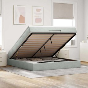 vidaXL Cadru de pat otoman cu saltea Gri deschis 160x200cm catifea