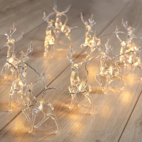 Lanț de lumini de Crăciun DecoKing Ren alb cald ,10 LED-uri