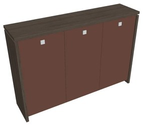 Dulap mediu pentru haine Verno 188 x 46 x 130 cm, uși de sticlă, stejar antracit / maro
