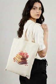 Sacosa de Panza pentru Cumparaturi, Geanta Tote, model Books 48 38 x 34.5 cm, Alba, BEKZ®