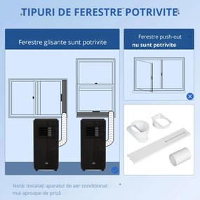 Aparat de aer condiționat portabil HOMCOM 9.000 BTU pentru camere | Aosom Romania