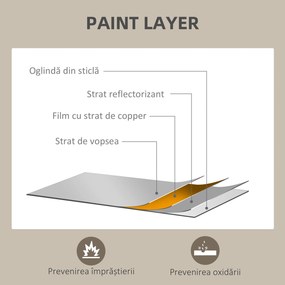 HOMCOM Oglindă Dreptunghiulară de Perete cu Cârlige, Sticlă și MDF, 60x80 cm, Negru | Aosom Romania