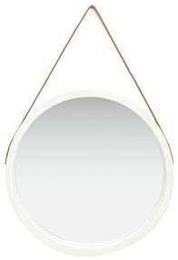 vidaXL Oglindă de perete cu o curea, 60 cm, alb