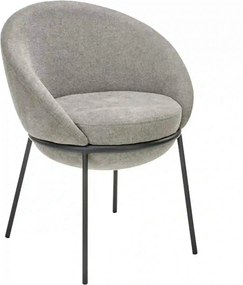 Scaun tapitat dining K482, gri/negru, stofa clasica/metal, 61x59x78 cm