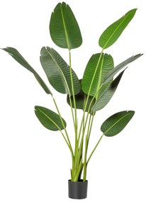 HOMCOM Planta Artificială Bananieră de 160 cm cu Ghiveci și 10 Frunze Realiste Plantă Tropicală Sintetică pentru Decorare în Interior și Exterior Birou Acasă Verde | Aosom Romania