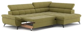 Canapea colțar extensibilă în L MARANO, dreapta, culoare măslinie