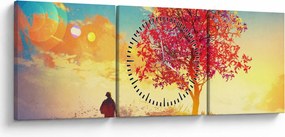 Tablou - casa în deal (cu ceas) (90x30 cm)
