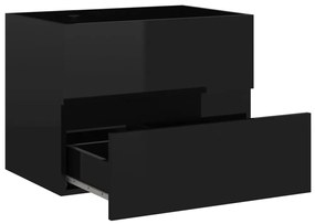 Dulap de chiuveta, negru extralucios, 60 x 38,5 x 45 cm, PAL negru foarte lucios, Dulap pentru chiuveta, 1