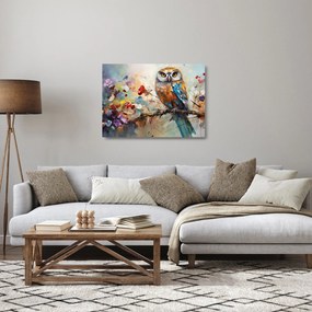 Tablou pe sticlă - Bufniță pictată (70x50 cm)