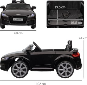 HOMCOM Masina Electrica pentru Copii AUDI TT, Auto Electrica pentru Copii 3-5 Ani cu Telecomanda, USB, Portiere care se deschid si Faruri LED, Negru