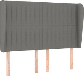 vidaXL Tăblie de pat cu aripioare gri închis 147x23x118/128 cm textil