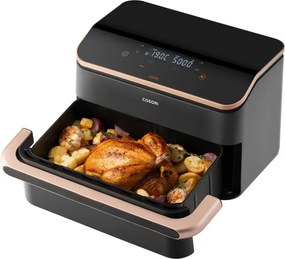 La mâna a doua: Friteuza cu aer cald Cosori Dual Blaze TwinFry CAF-TF101S, 10 L, 6 programe, 240°C, Timer, ThermoIQ, Negru