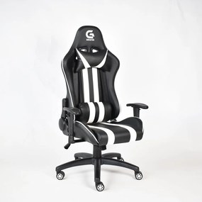 Scaun gaming, masaj în perna lombară, funcție șezlong, 180 grade, SIG 003, Negru/Alb