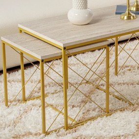 Masă de cafea Defne Gold Travertine