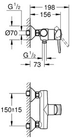 GROHE 23786000 - Baterie pentru duș START CLASSIC 150 mm, crom lucios